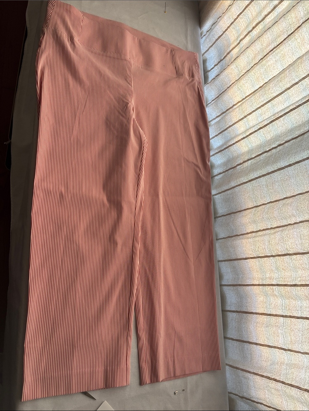 Striped Coral Pink Wide-Leg stretch Pants